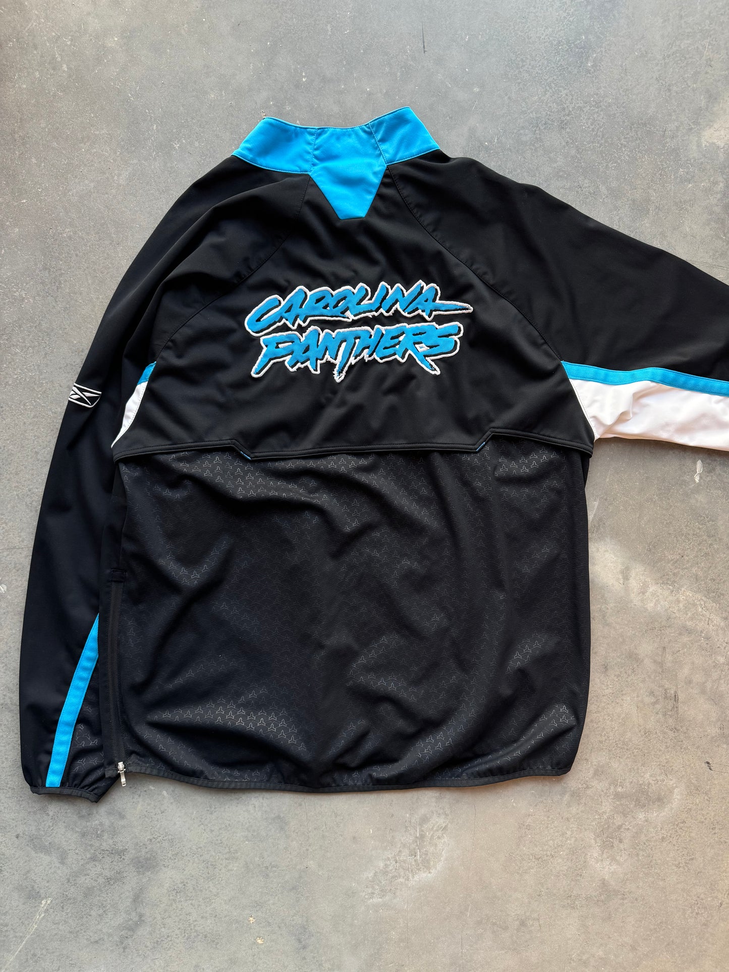 00’s Carolina Panthers Vintage Reebok Cat Scratch Font Half Zip NFL Pullover (XL)