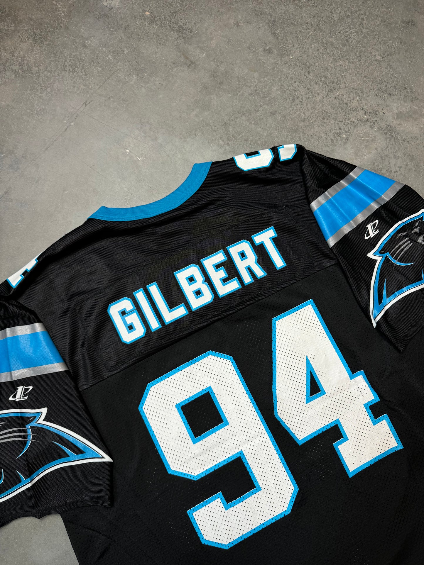 90’s Carolina Panthers Sean Gilbert Vintage Black Logo Athletic NFL Jersey - Deadstock (Large)