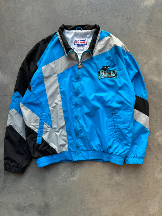 90’s Carolina Panthers Vintage Starter Star Print NFL Colorblocked Windbreaker Jacket (Large)