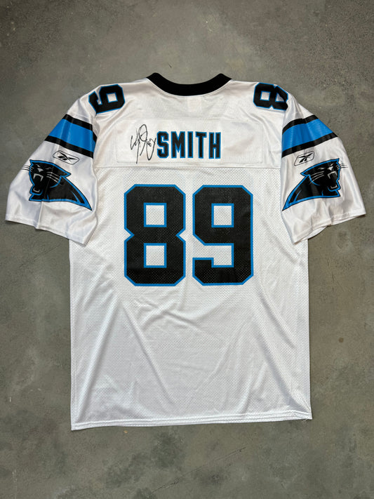 00’s Carolina Panthers Steve Smith Vintage White Reebok NFL Jersey - Deadstock & Signed (Large)