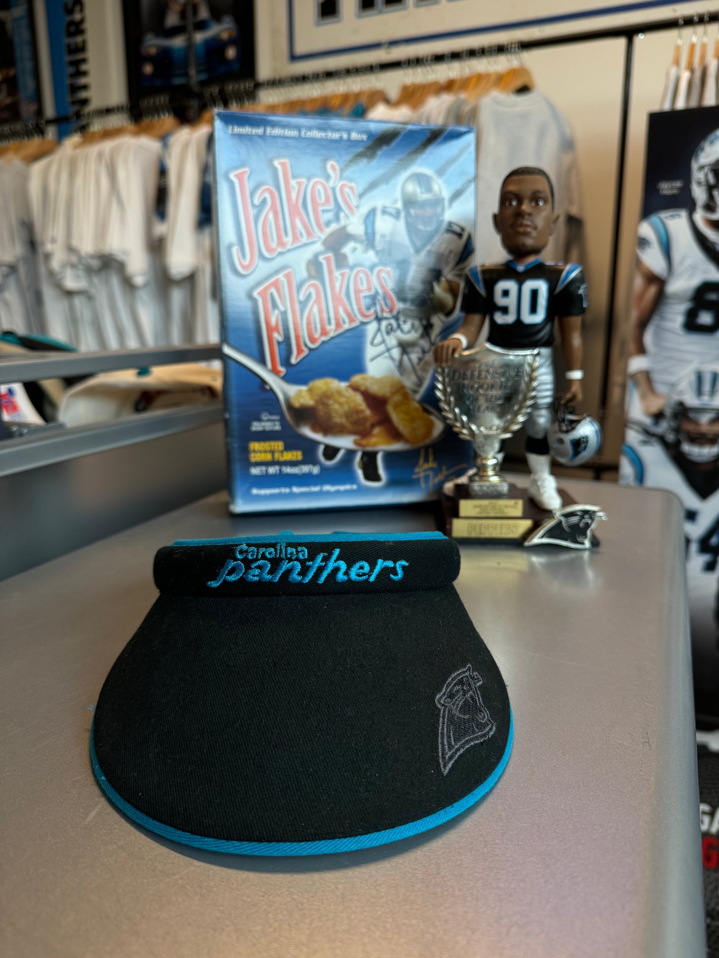 00’s Carolina Panthers Vintage Black Reebok Script Visor (OSFA)