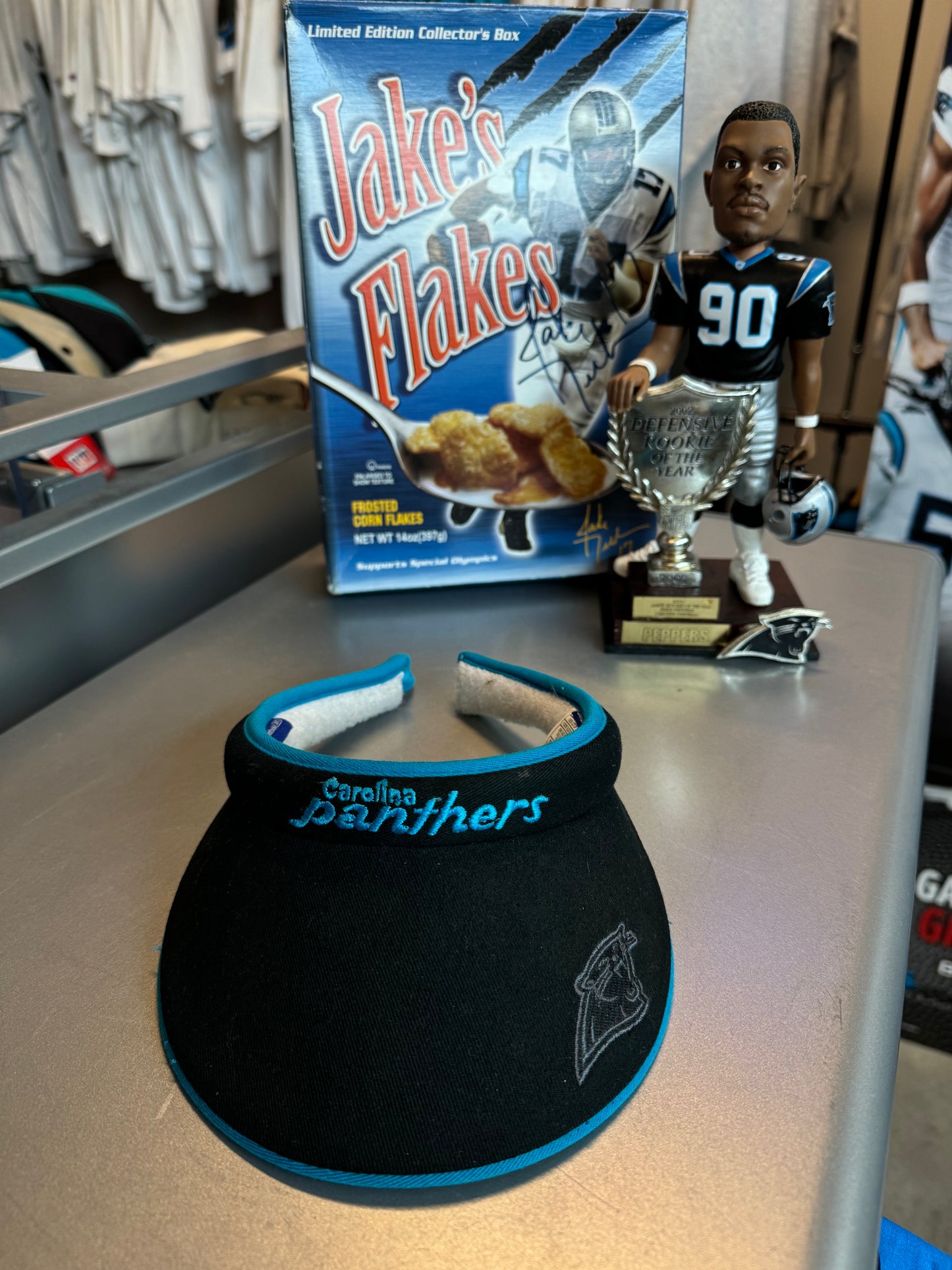 00’s Carolina Panthers Vintage Black Reebok Script Visor (OSFA)