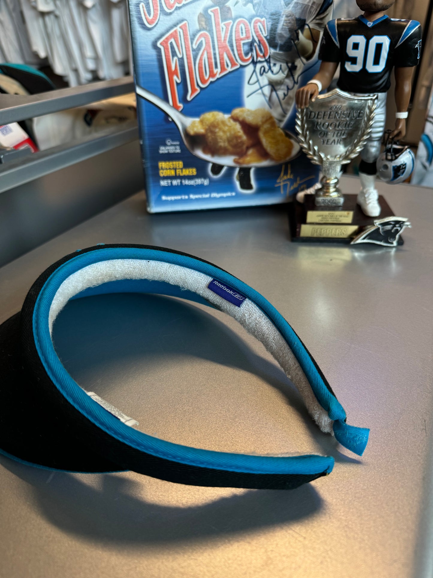 00’s Carolina Panthers Vintage Black Reebok Script Visor (OSFA)