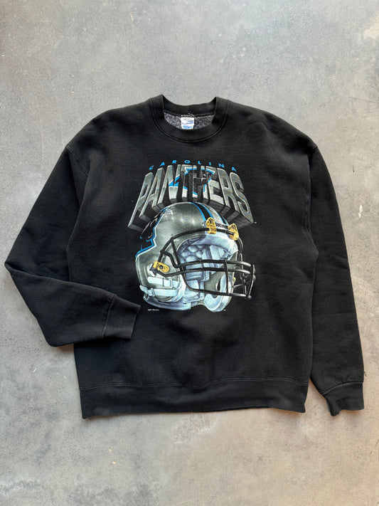 1994 Carolina Panthers Vintage Salem Sportswear Black Realistic Helmet Heavyweight NFL Crewneck (XL)