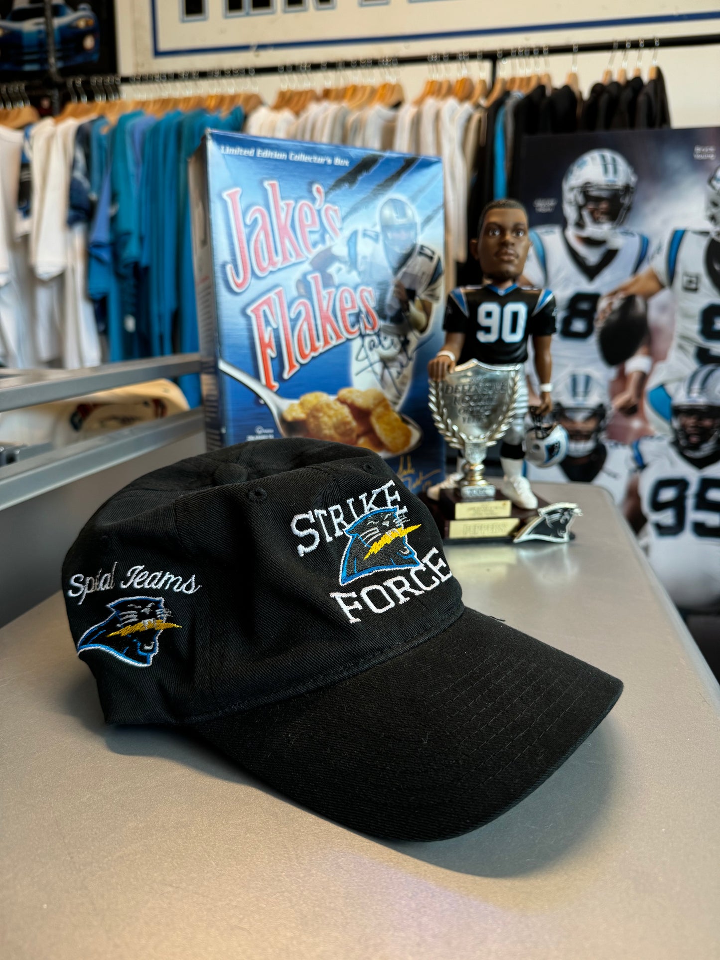 00’s Carolina Panthers Strike Force Fan Group Embroidered NFL Fitted Hat (Large)