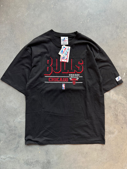 90’s Chicago Bulls Vintage Logo Athletic Embroidered NBA Shadow Tee - Deadstock (Large)