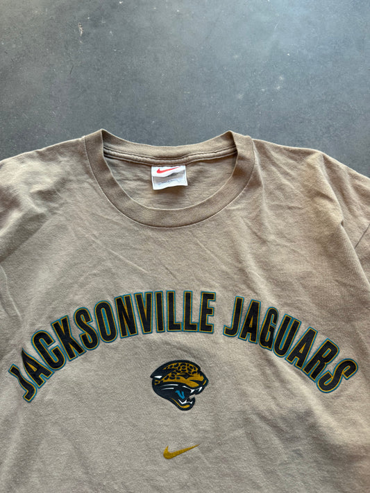 90’s Jacksonville Jaguars Vintage Nike Mini Swoosh Tan NFL Tee (Large)