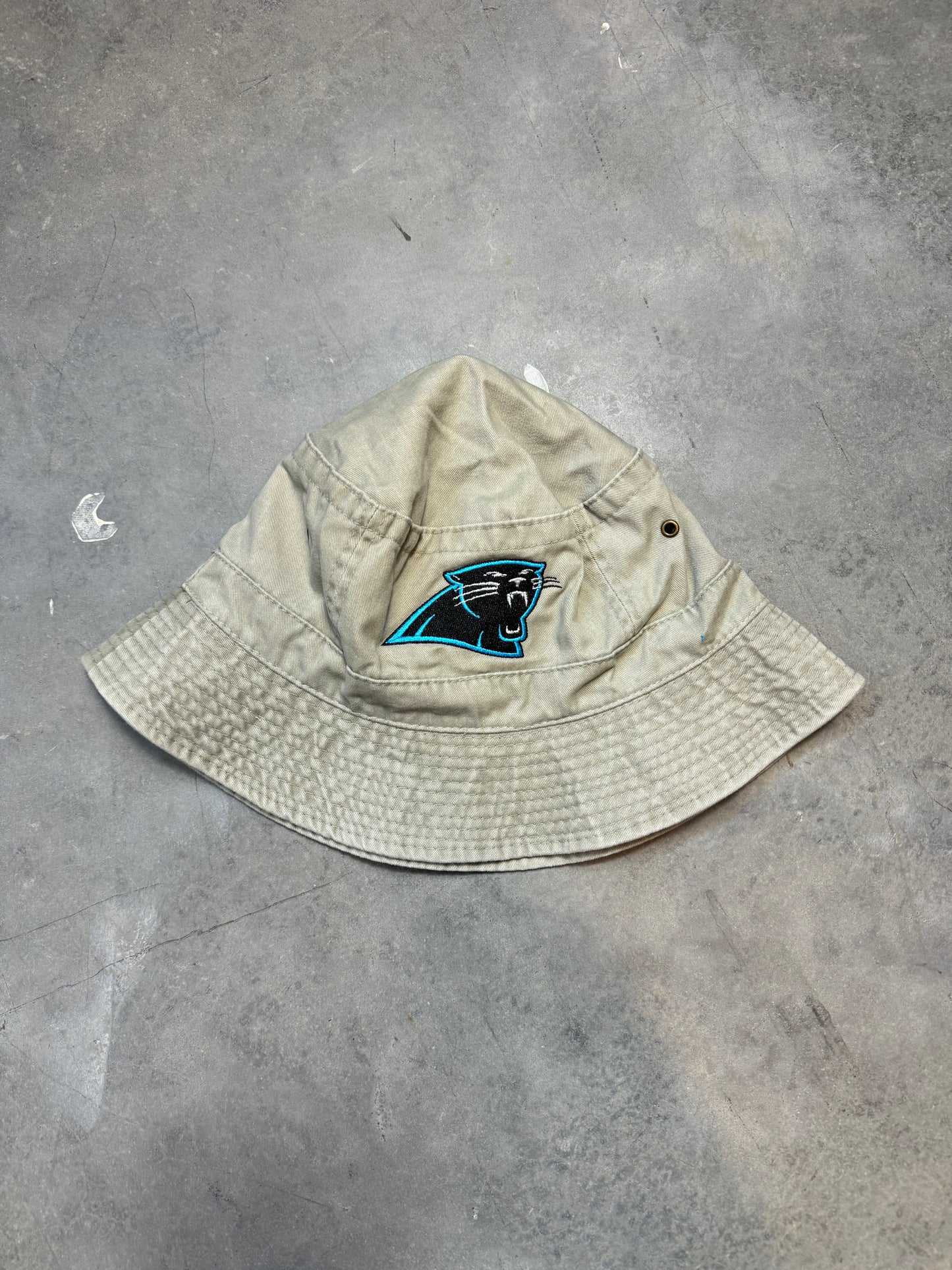 90’s Carolina Panthers Vintage Khaki Embroidered NFL Bucket Hat - Deadstock (OSFA)