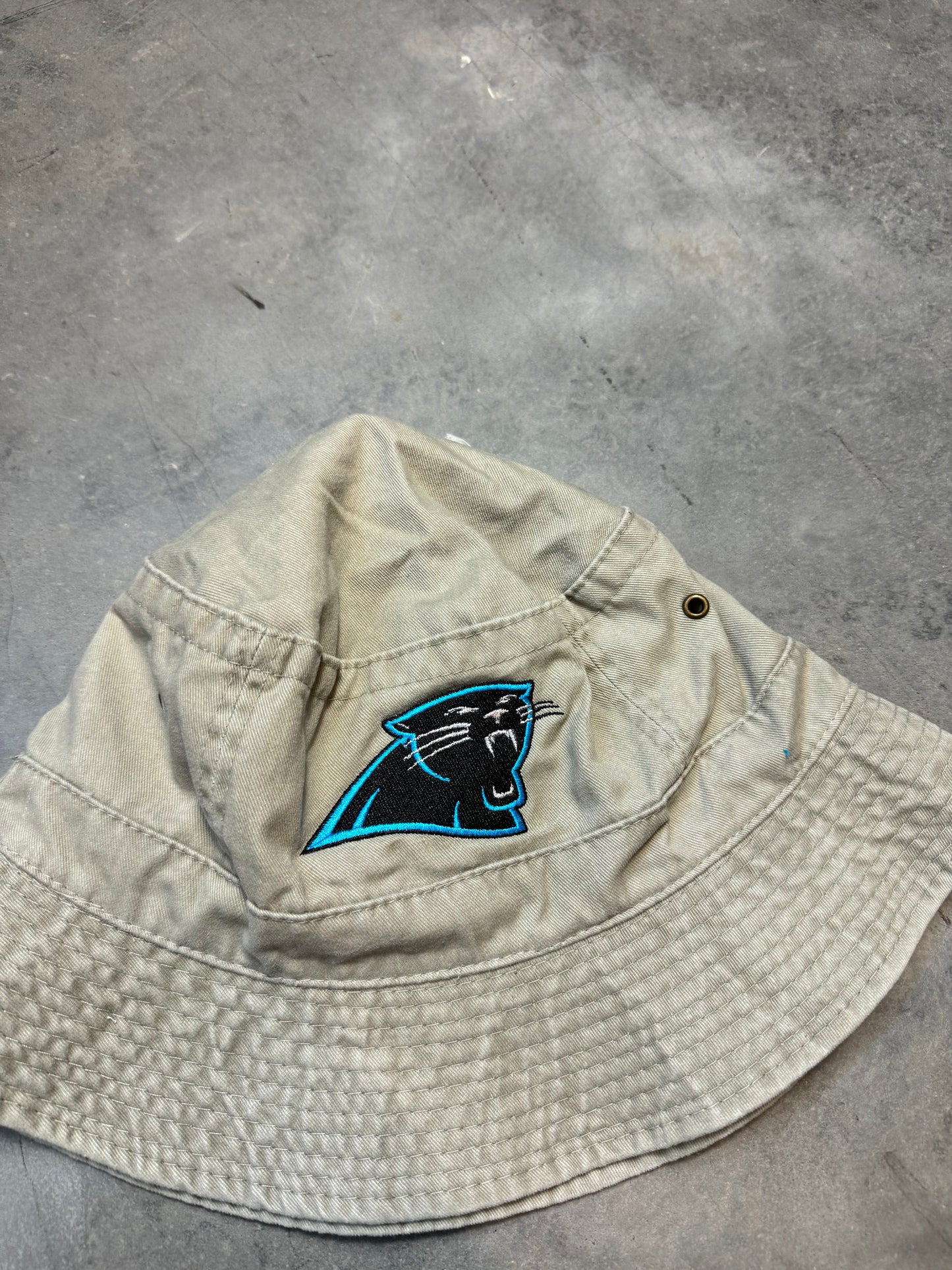 90’s Carolina Panthers Vintage Khaki Embroidered NFL Bucket Hat - Deadstock (OSFA)