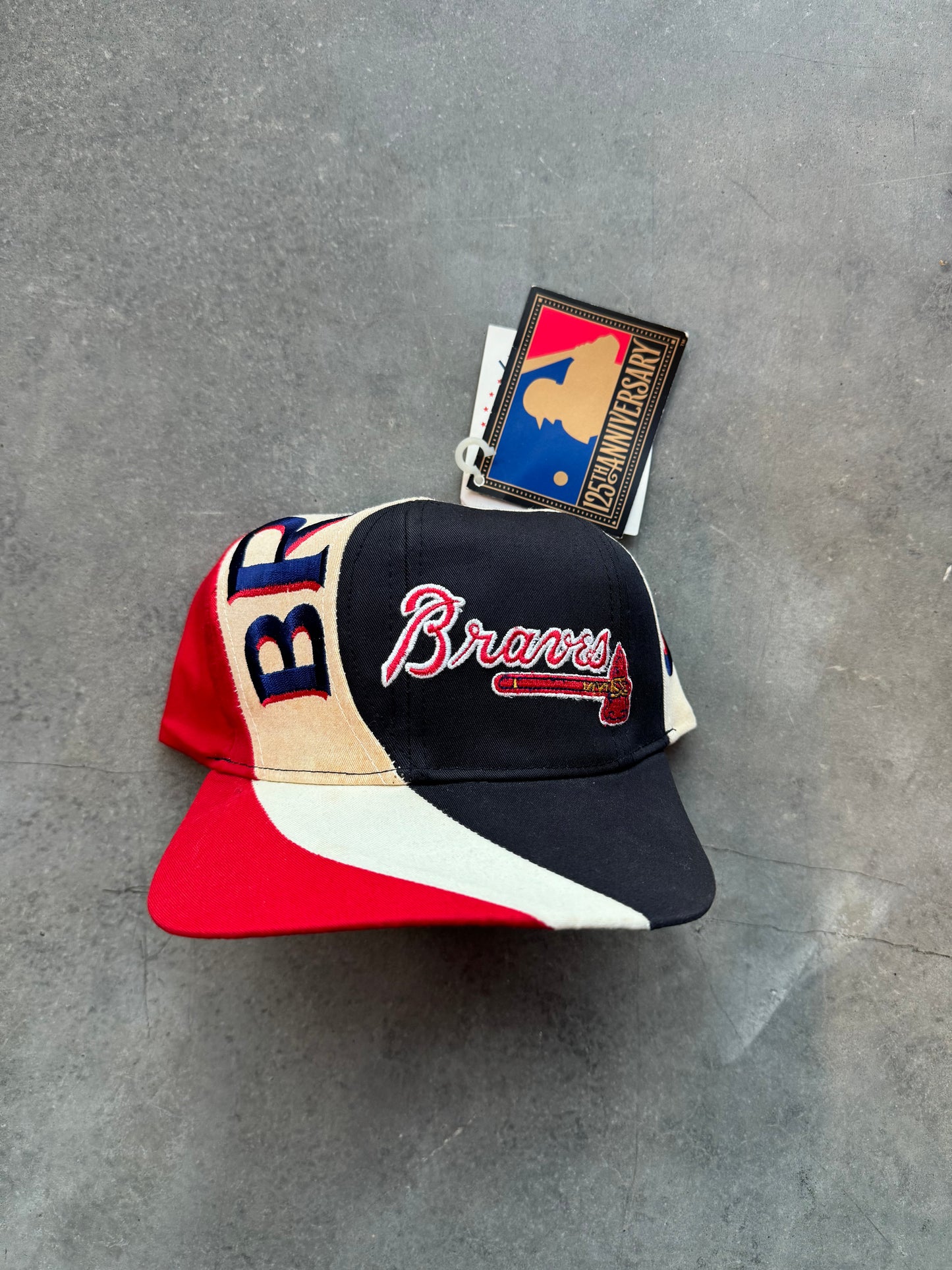 1994 Atlanta Braves Vintage Big Spellout Embroidered Highway Style MLB Snapback Hat - Deadstock (OSFA)