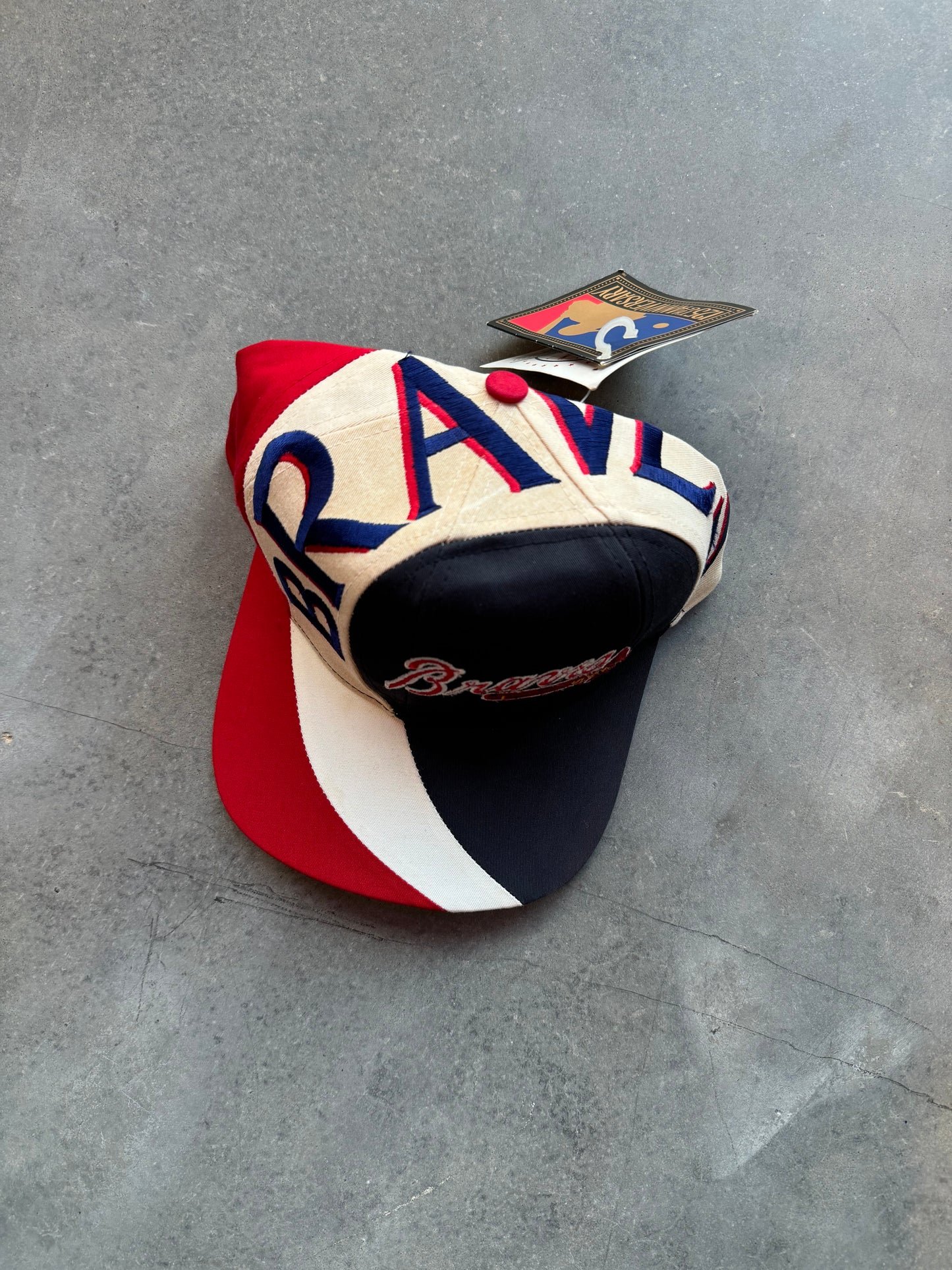 1994 Atlanta Braves Vintage Big Spellout Embroidered Highway Style MLB Snapback Hat - Deadstock (OSFA)