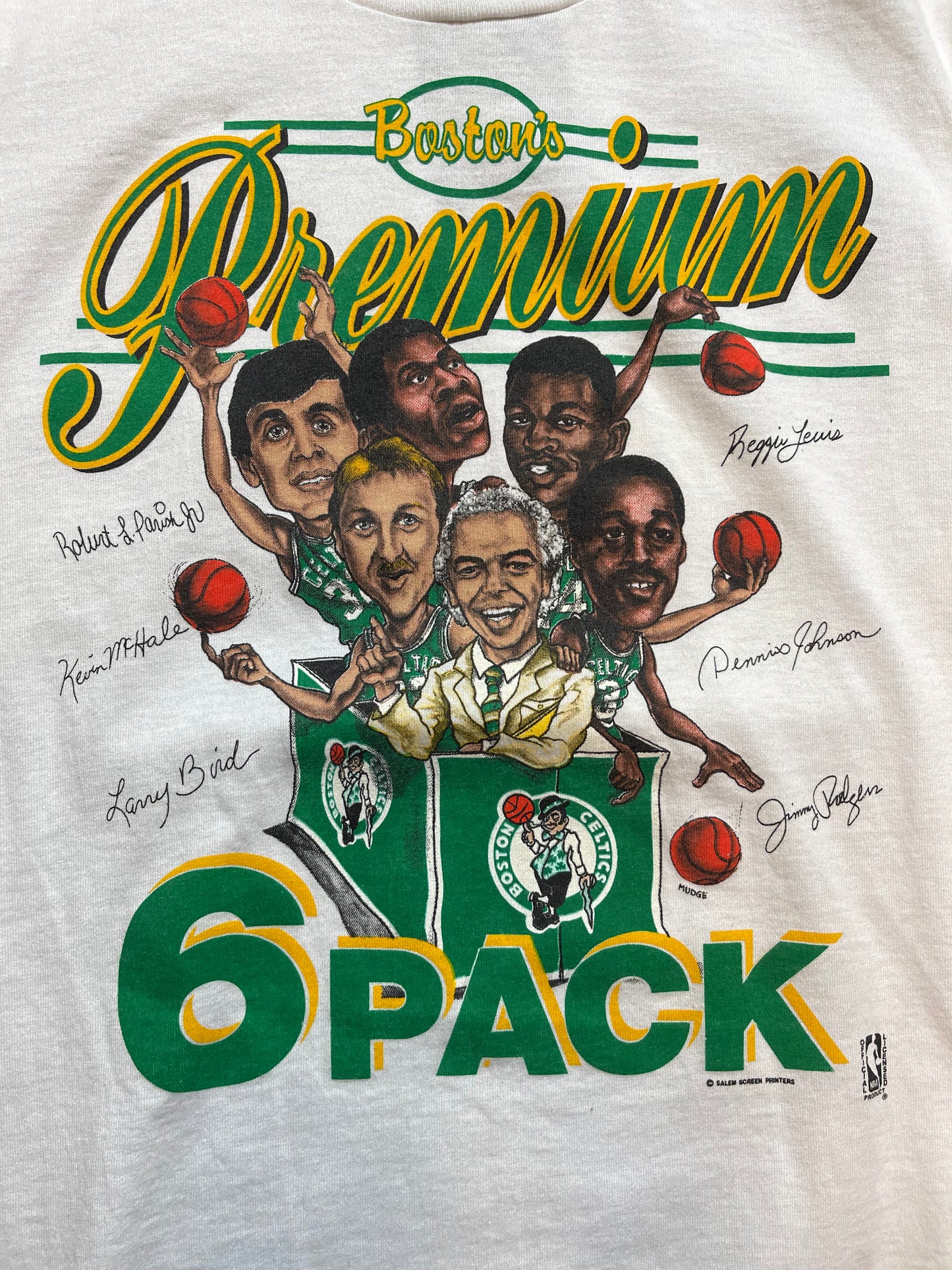 90’s Boston Celtics Premium 6 Pack Vintage Salem Sportswear Caricature NBA Tee (Tagged XL, Fits Large)