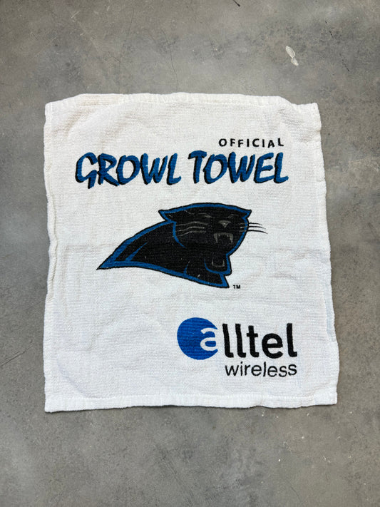 90’s Carolina Panthers x Alltel Growl Towel Vintage White Cotton Display