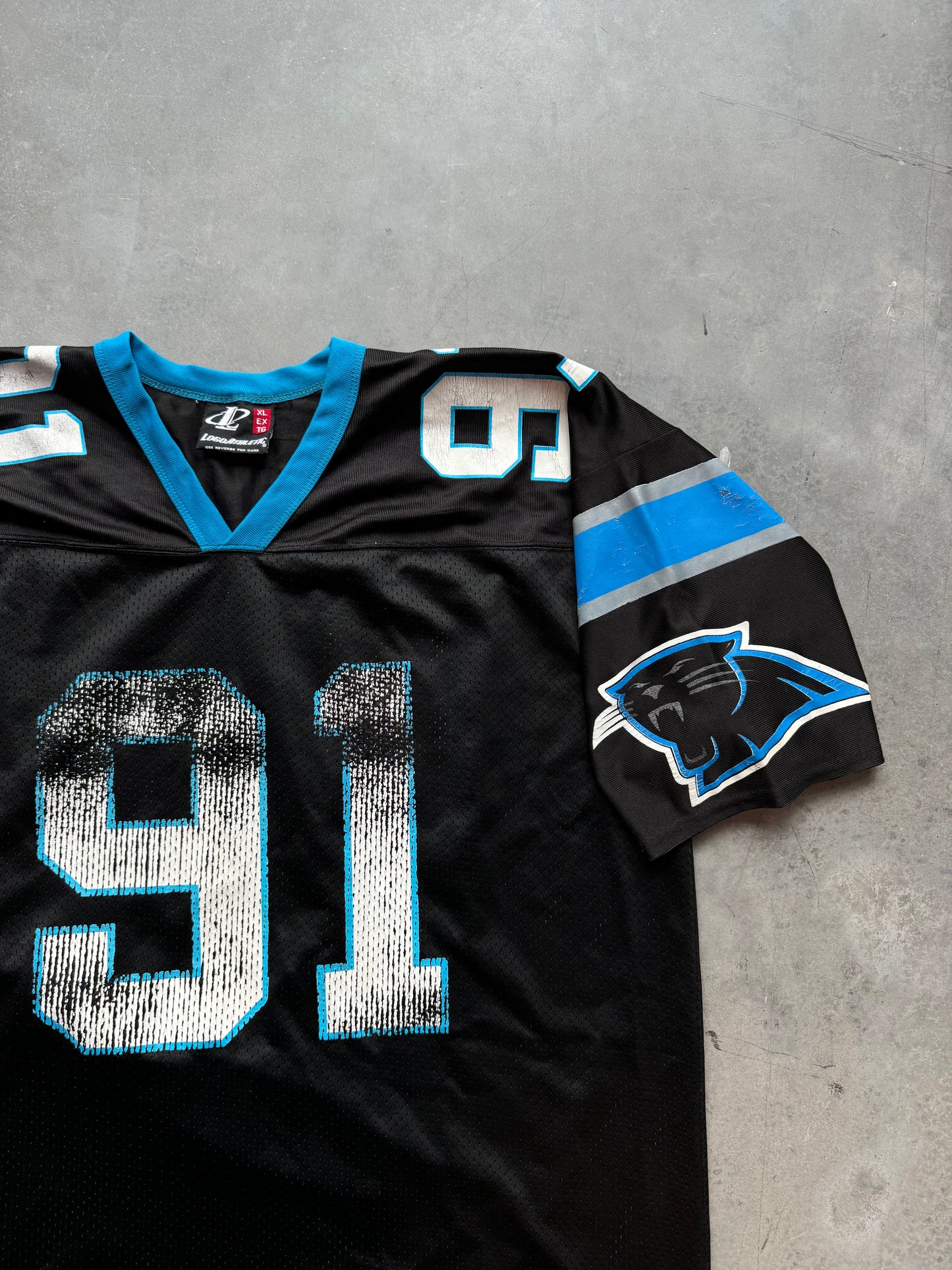 90’s Carolina Panthers Kevin Greene Vintage Logo Athletic Black NFL Jersey (XL)