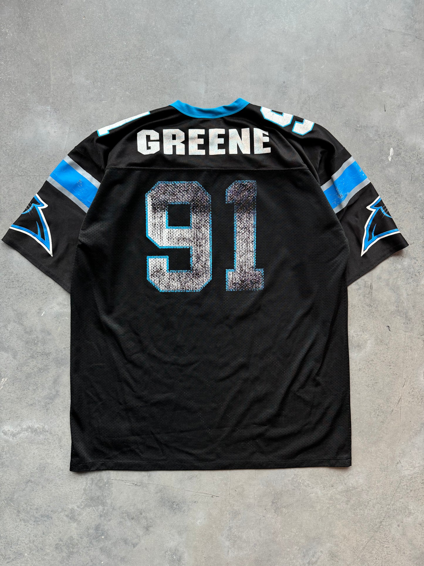 90’s Carolina Panthers Kevin Greene Vintage Logo Athletic Black NFL Jersey (XL)