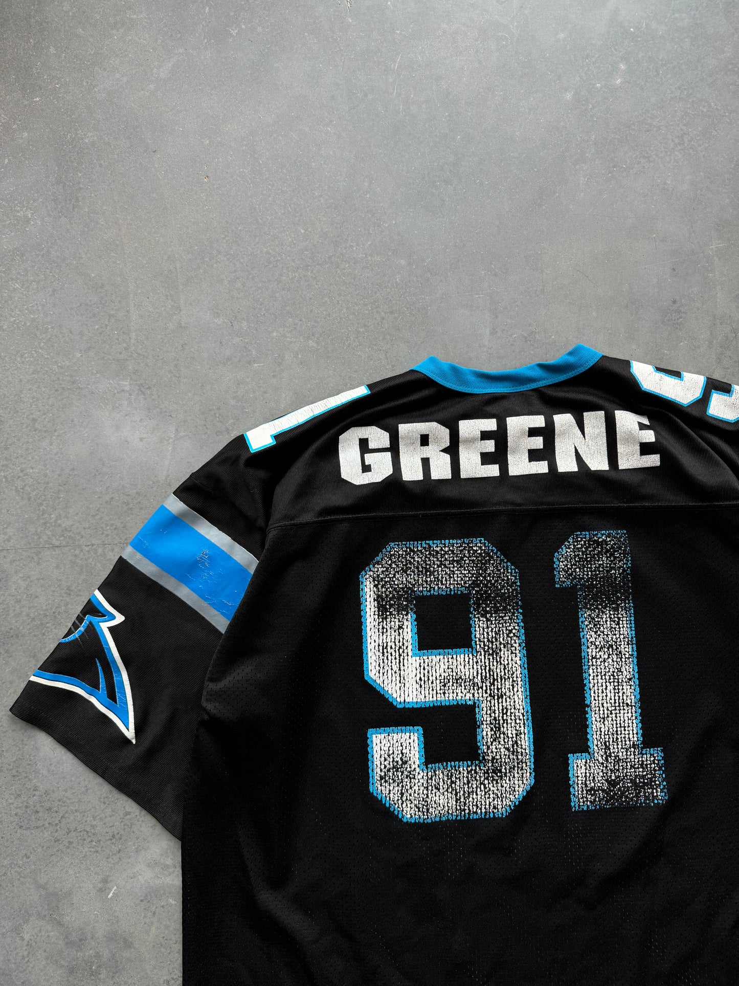 90’s Carolina Panthers Kevin Greene Vintage Logo Athletic Black NFL Jersey (XL)