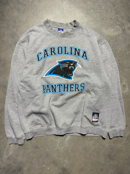 00’s Carolina Panthers Vintage Grey Reebok Heavyweight NFL Crewneck (Large)