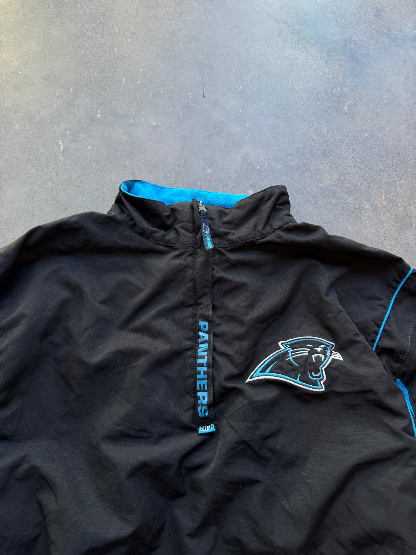 2006 Carolina Panthers Vintage Reversible Nylon/Fleece NFL Pullover (XL)