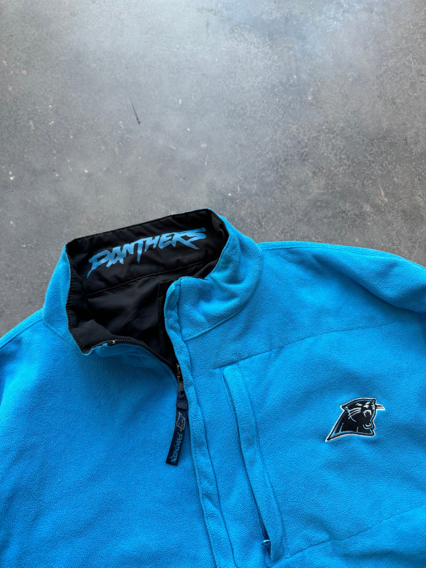 2006 Carolina Panthers Vintage Reversible Nylon/Fleece NFL Pullover (XL)