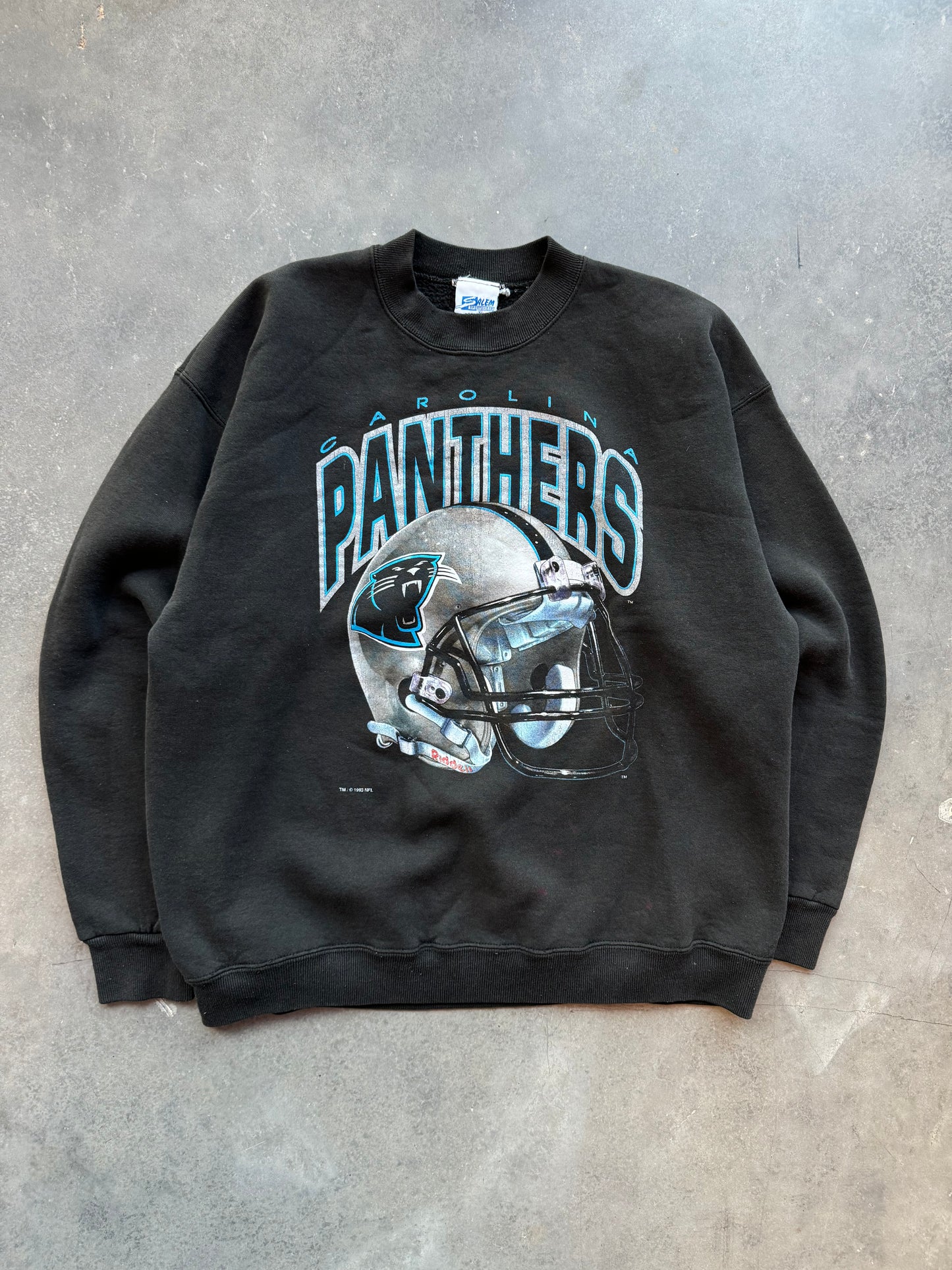 1993 Carolina Panthers Vintage Salem Sportswear Heavyweight Helmet Graphic NFL Crewneck (Large)