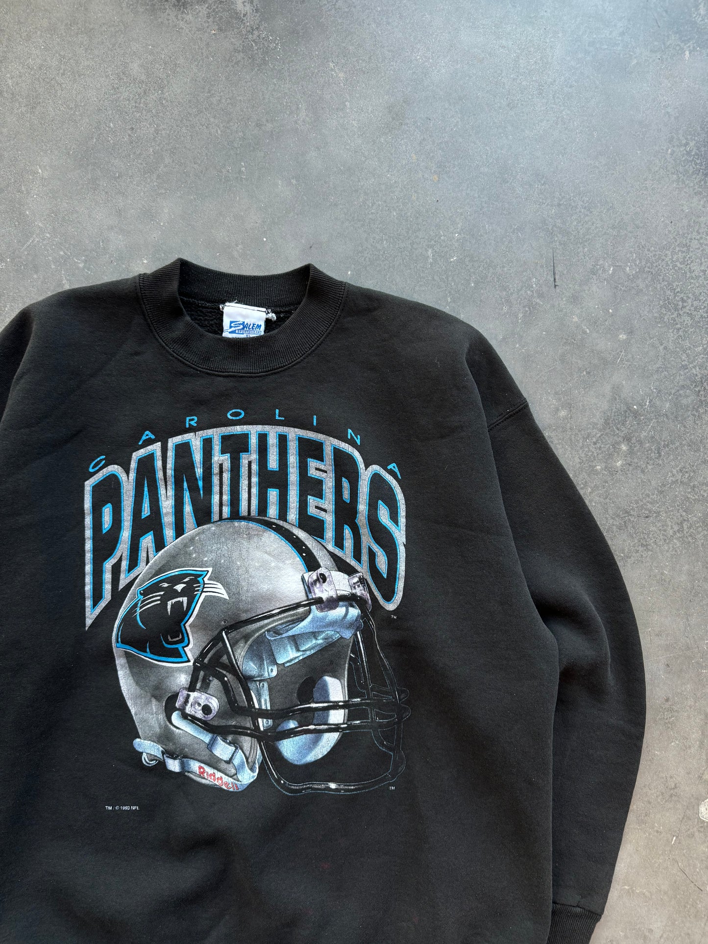 1993 Carolina Panthers Vintage Salem Sportswear Heavyweight Helmet Graphic NFL Crewneck (Large)