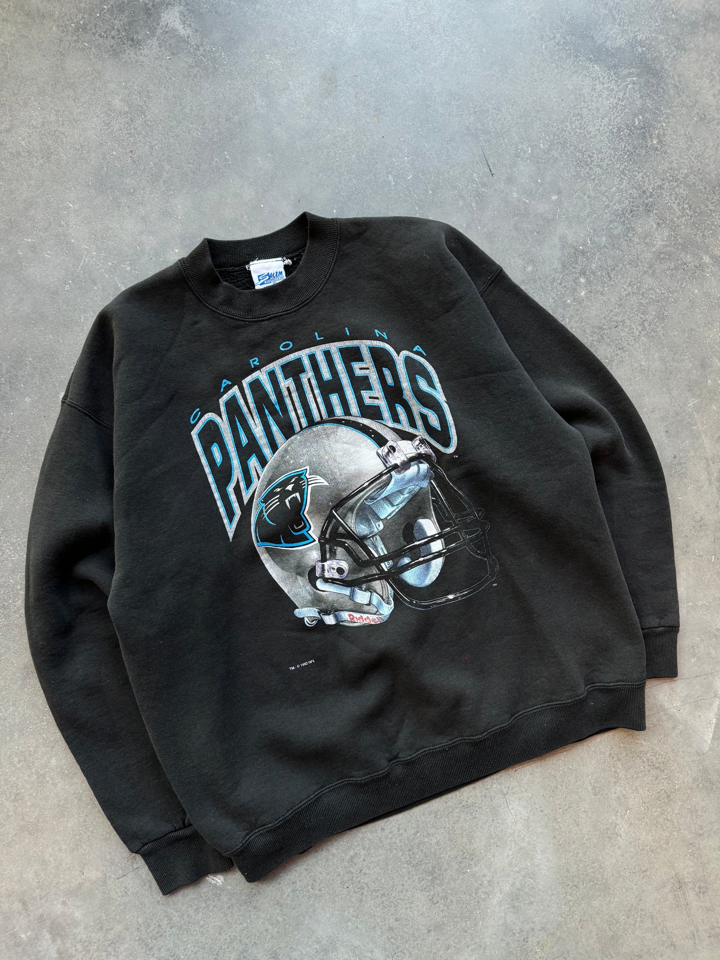 1993 Carolina Panthers Vintage Salem Sportswear Heavyweight Helmet Graphic NFL Crewneck (Large)