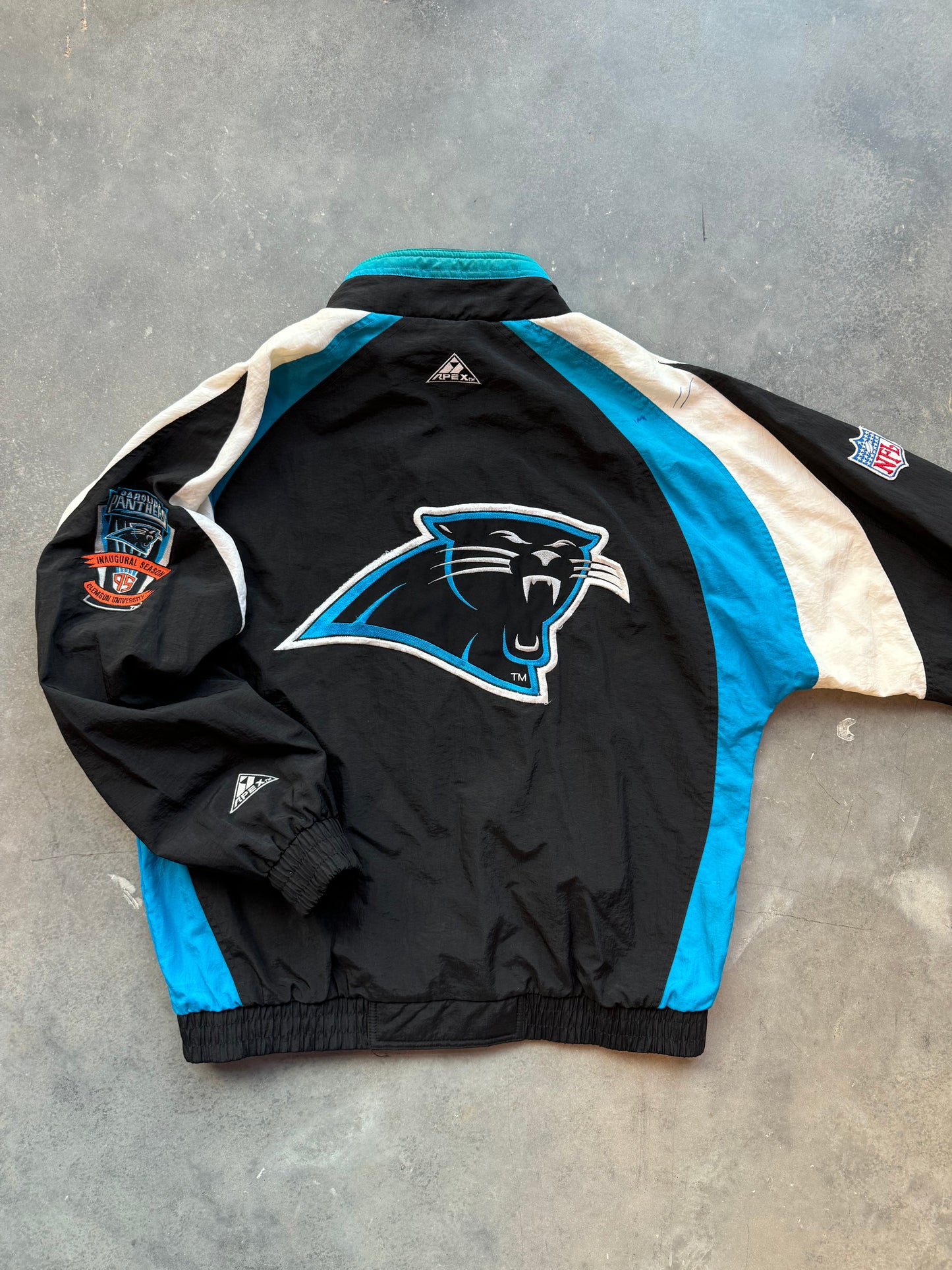 1995 Carolina Panthers Vintage Apex One Inaugural Season NFL Windbreaker Jacket (XL)