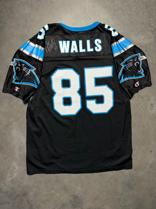 90’s Carolina Panthers Wesley Walls Vintage Black Champion NFL Jersey - Deadstock & Signed (44/Large)