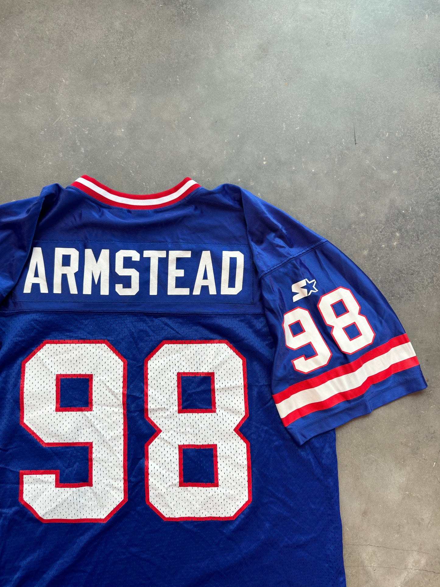 1998 New York Giants Jessie Armstead Vintage Starter Blue NFL Jersey (52/XL)