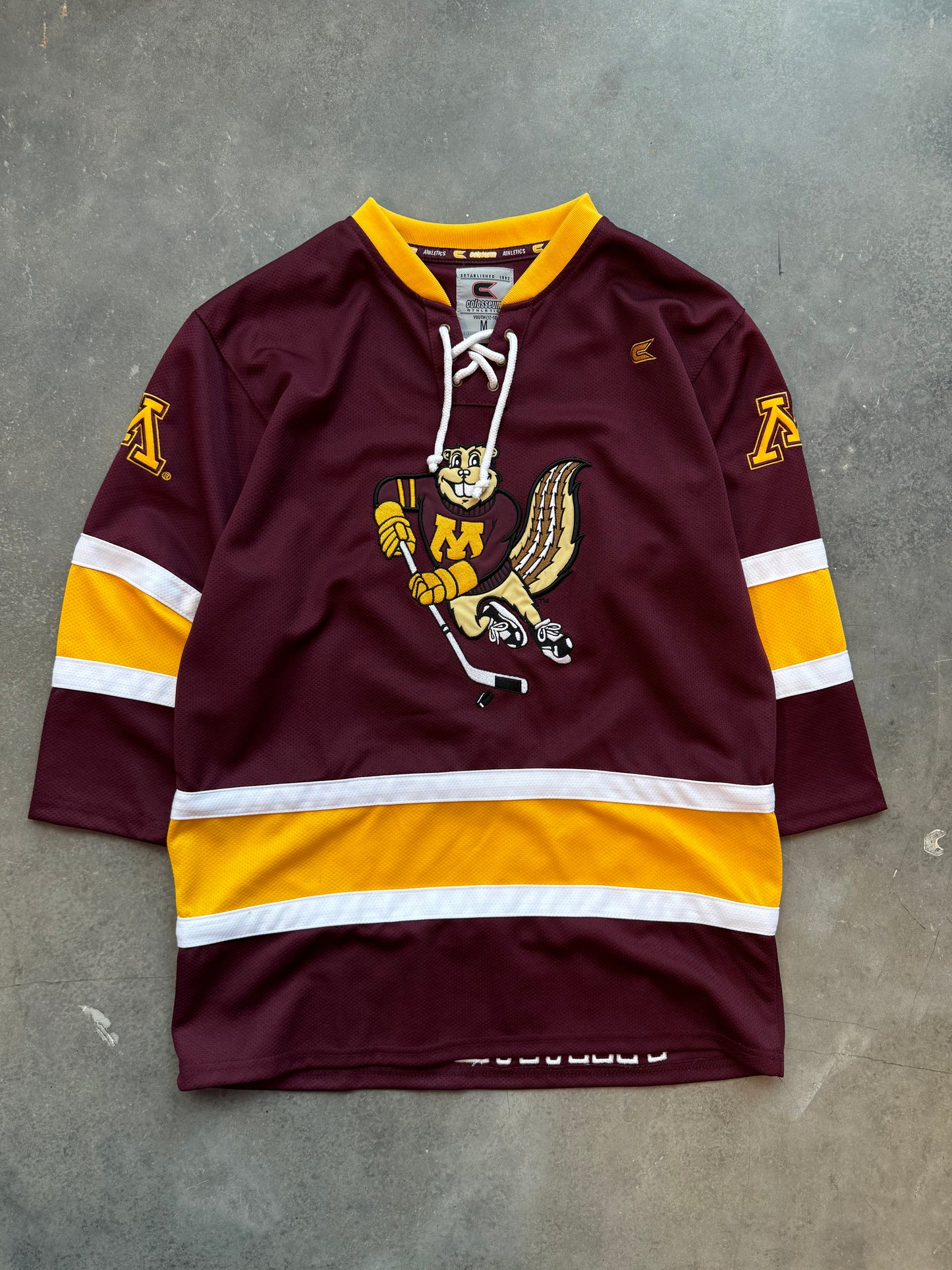 00’s Minnesota Gophers Coliseum Brand Hockey Jersey (Youth Large)