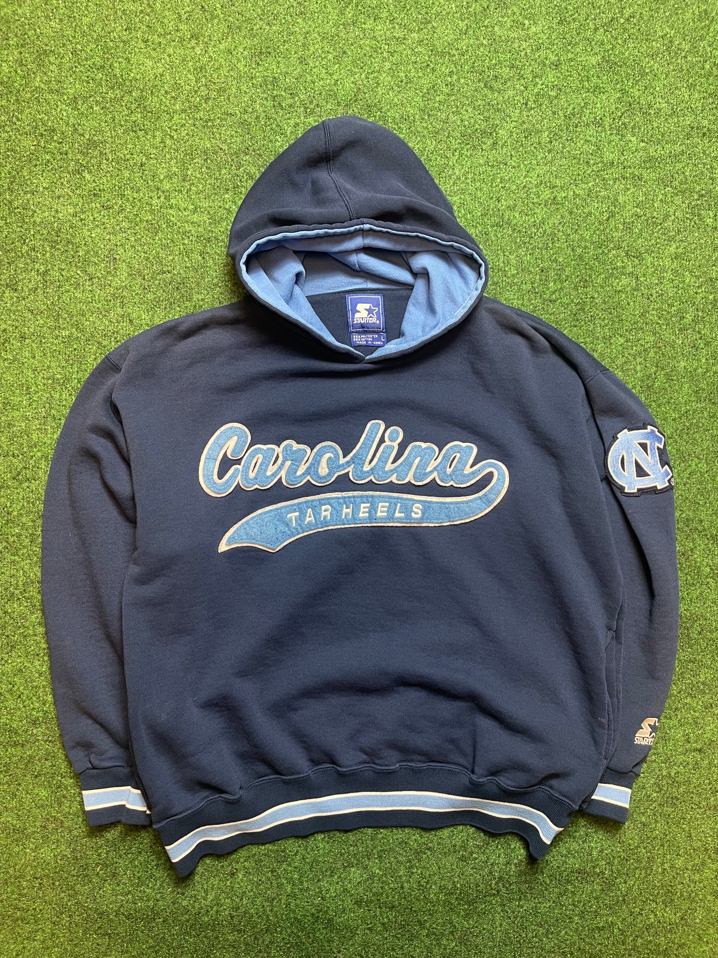 90’s UNC North Carolina Tarheels Vintage Script Tailsweep Starter Hoodie (Large)