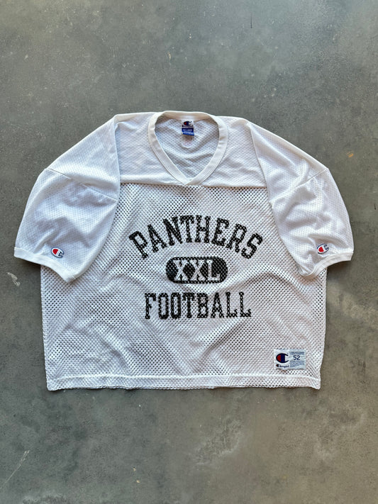 90’s Carolina Panthers Vintage Champion White Mesh Boxy NFL Practice Jersey (52/XXL)