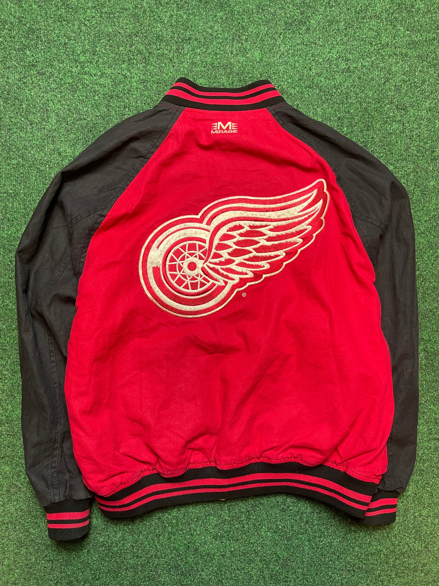 90’s Detroit Red Wings Vintage Mirage Big Logo Cotton Varsity Jacket (Large)