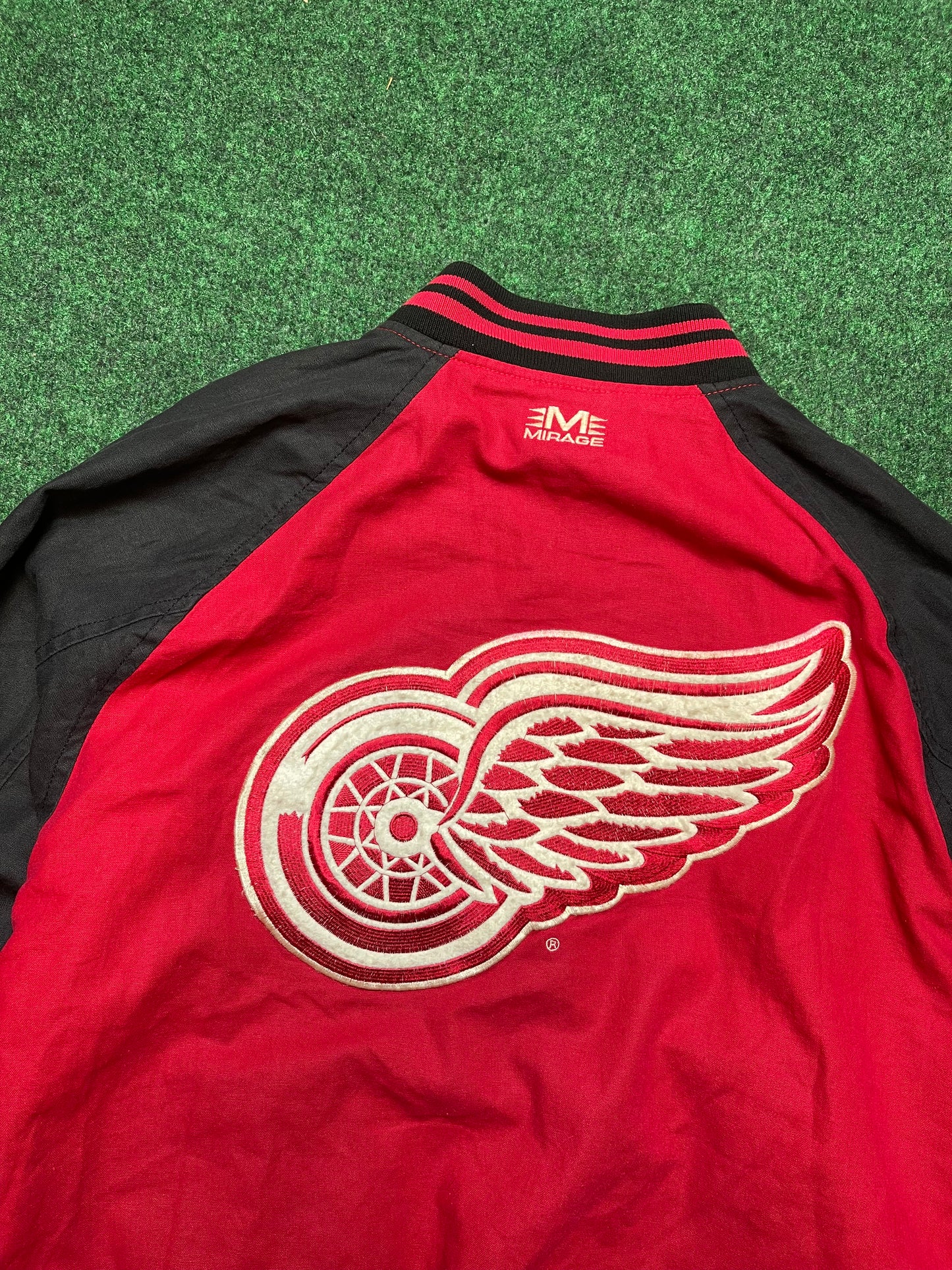 90’s Detroit Red Wings Vintage Mirage Big Logo Cotton Varsity Jacket (Large)