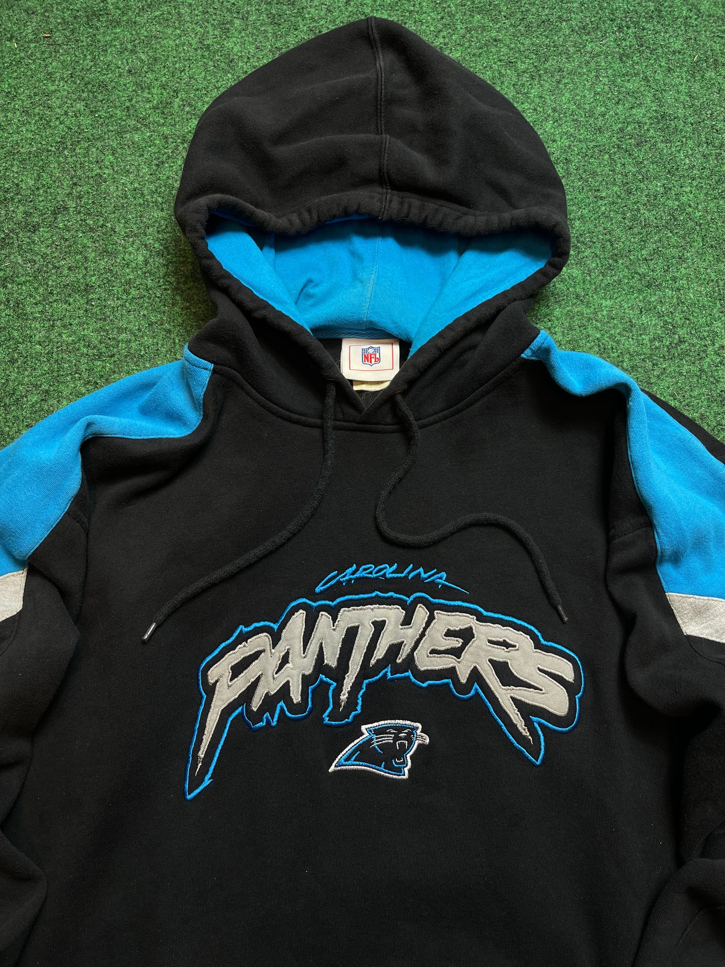 00’s Carolina Panthers Vintage Cat Scratch Font Embroidered Heavyweight NFL Hoodie (XXL)