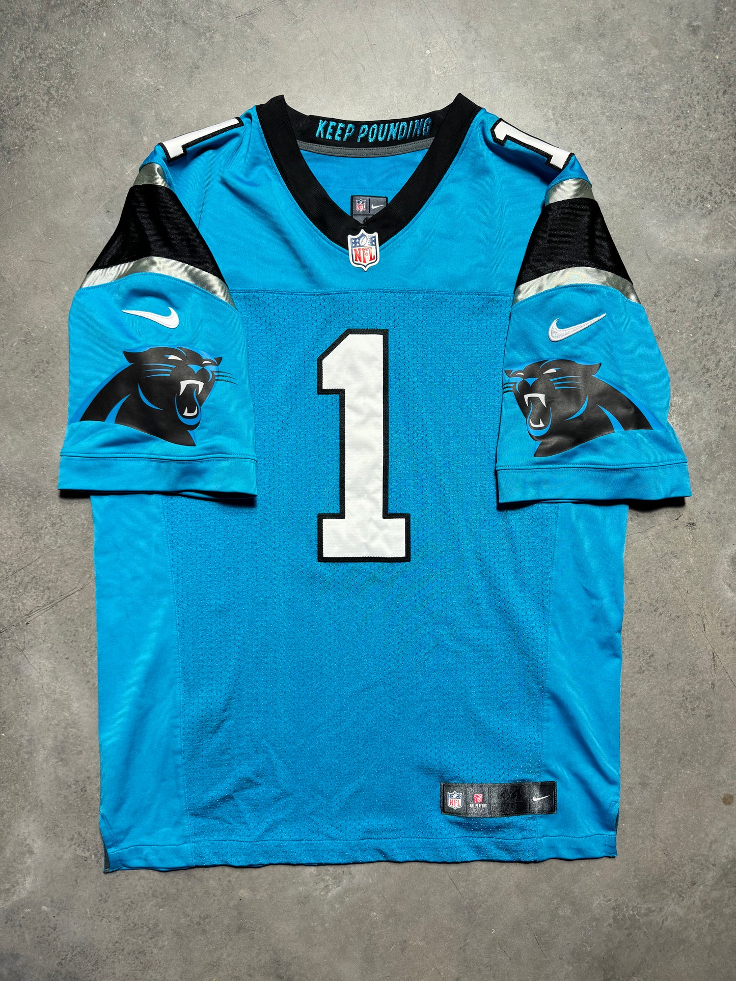2012 Carolina Panthers Cam Newton Nike First Run Blue Alternate On Field Stitched NFL Authentic Jersey (44/Large)
