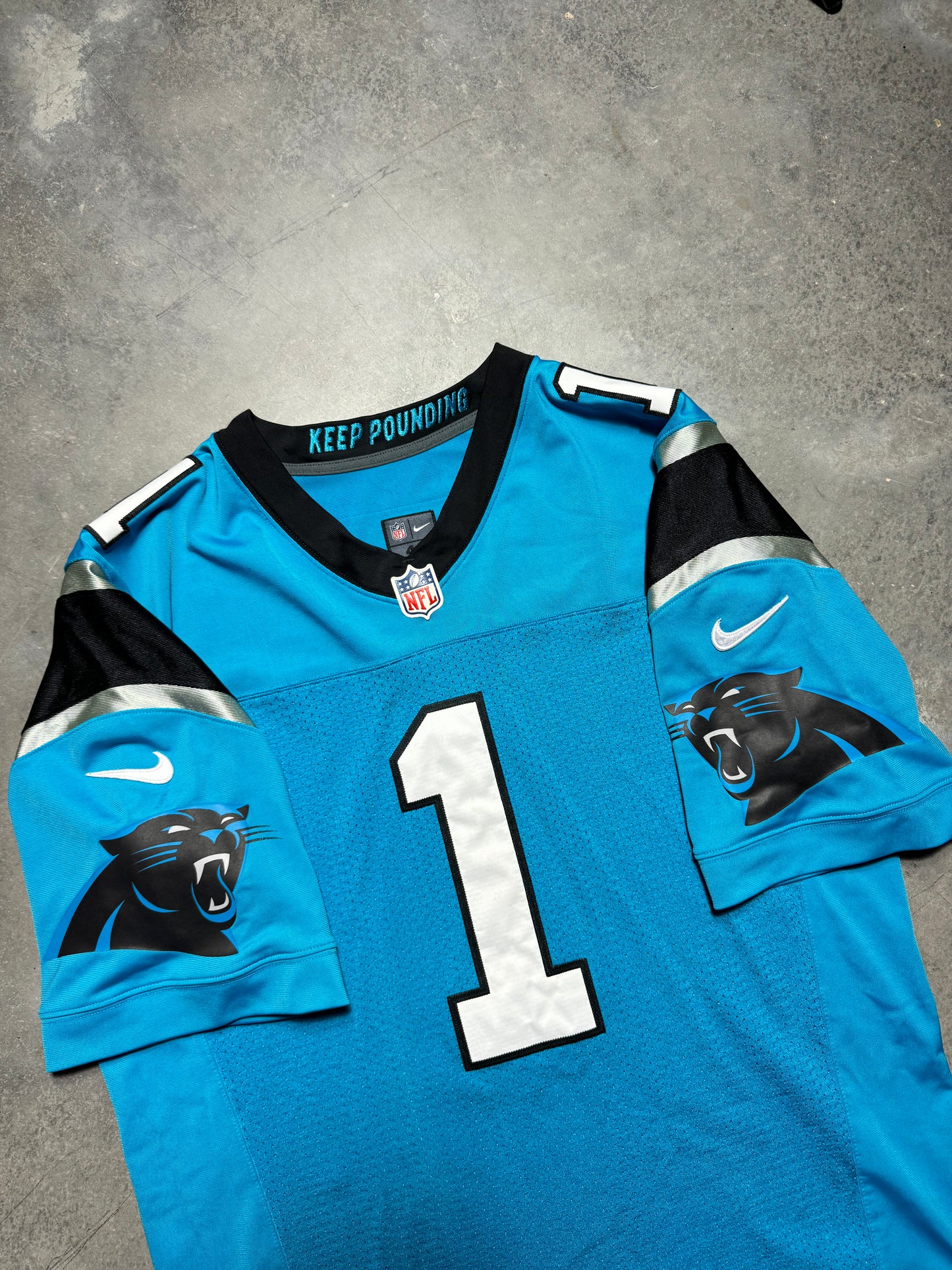 2012 Carolina Panthers Cam Newton Nike First Run Blue Alternate On Field Stitched NFL Authentic Jersey (44/Large)
