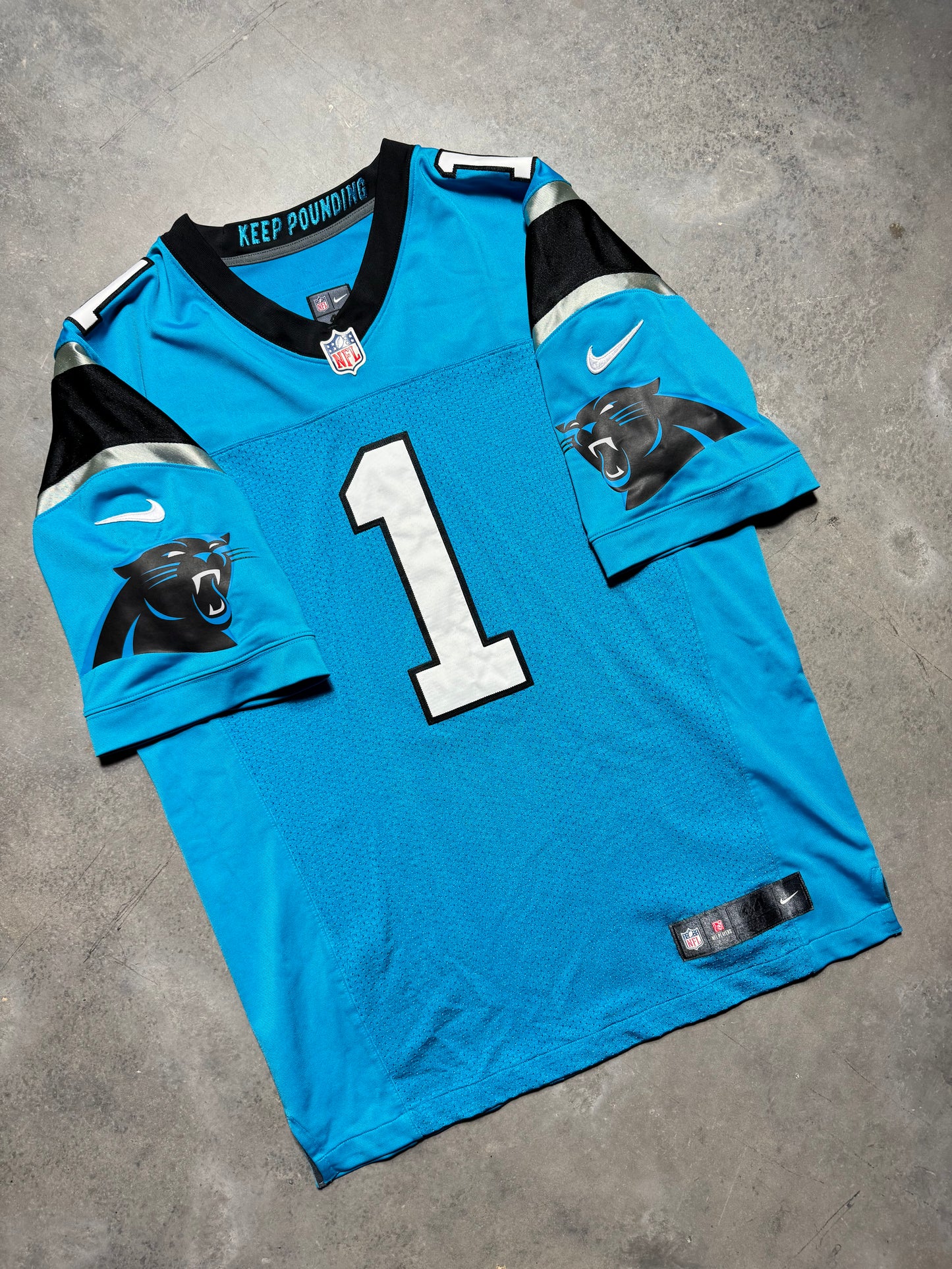 2012 Carolina Panthers Cam Newton Nike First Run Blue Alternate On Field Stitched NFL Authentic Jersey (44/Large)