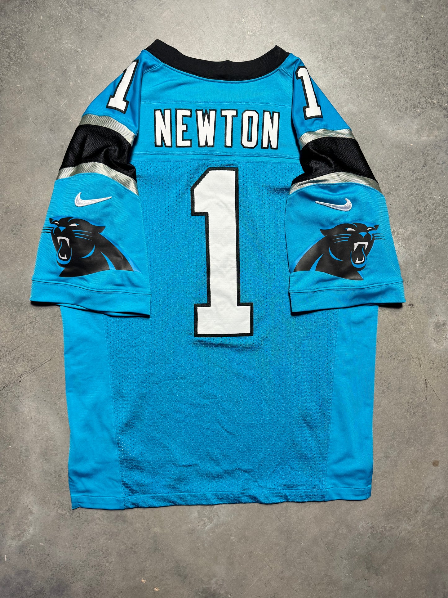 2012 Carolina Panthers Cam Newton Nike First Run Blue Alternate On Field Stitched NFL Authentic Jersey (44/Large)