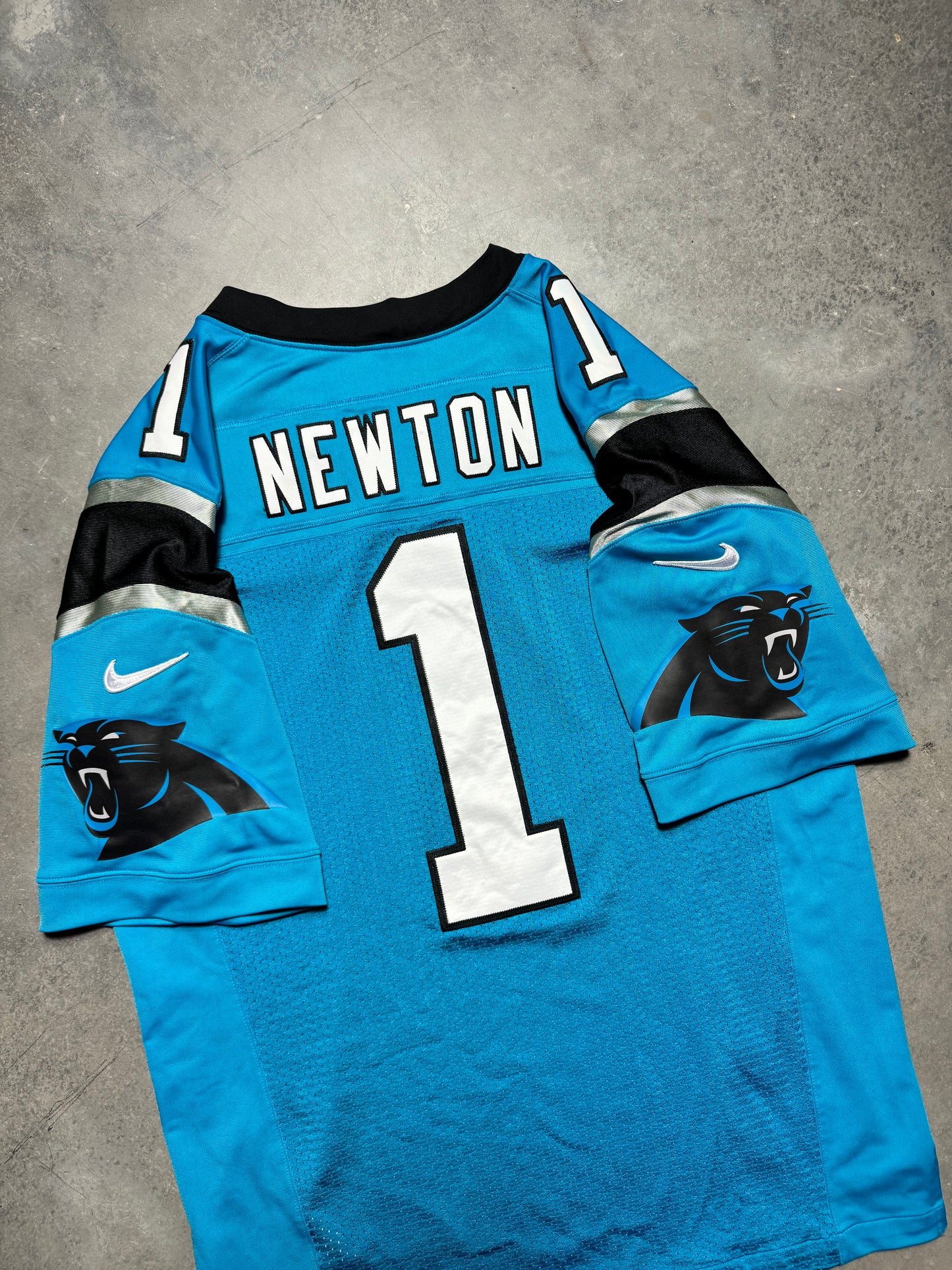2012 Carolina Panthers Cam Newton Nike First Run Blue Alternate On Field Stitched NFL Authentic Jersey (44/Large)
