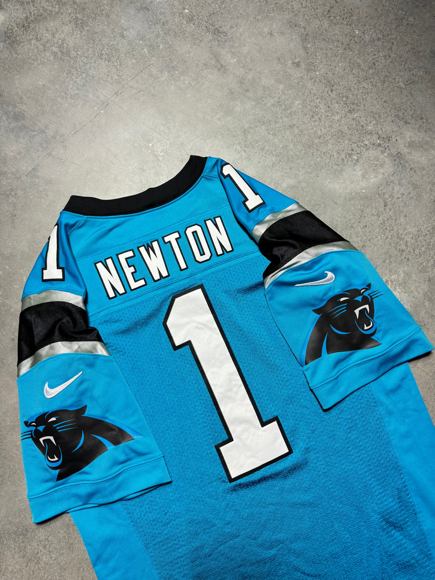 2012 Carolina Panthers Cam Newton Nike First Run Blue Alternate On Field Stitched NFL Authentic Jersey (44/Large)