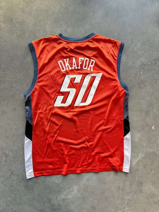 00’s Charlotte Bobcats Emeka Okafor Vintage Orange Reebok NBA Jersey (XL)