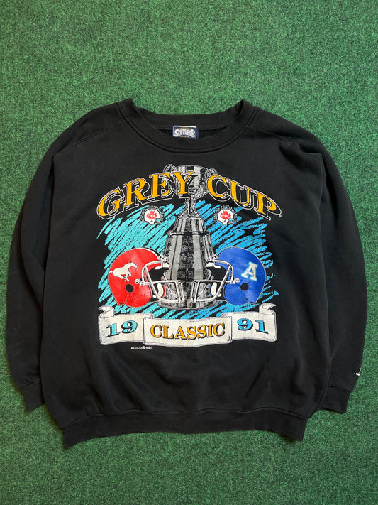 1991 CFL Canadian Football League Grey Cup Classic Calgary Stampeders vs. Toronto Argonauts Vintage Crewneck (Large)