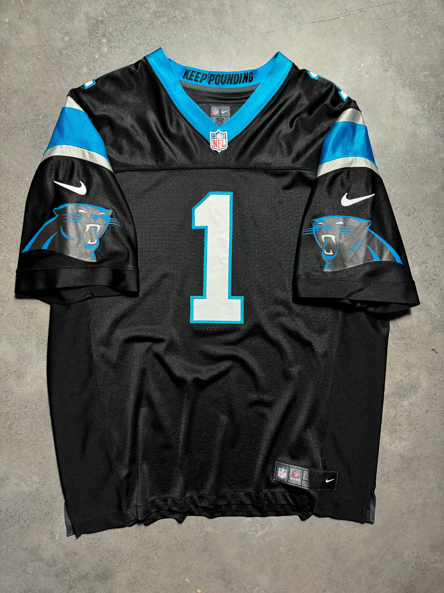 2012 Carolina Panthers Cam Newton Nike First Run Black On Field Stitched NFL Authentic Jersey (52/XXL)