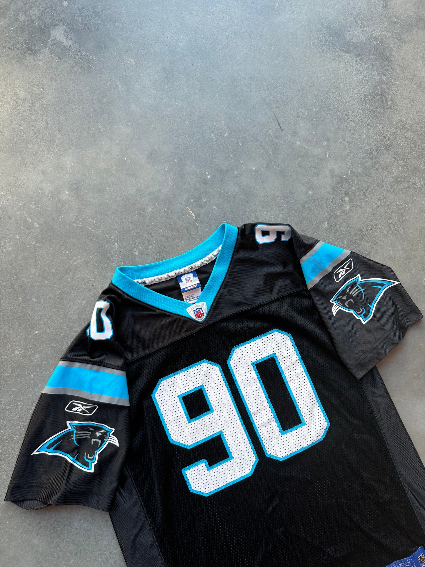 00’s Carolina Panthers Julius Panthers Vintage Black Reebok NFL Jersey (Youth XL)