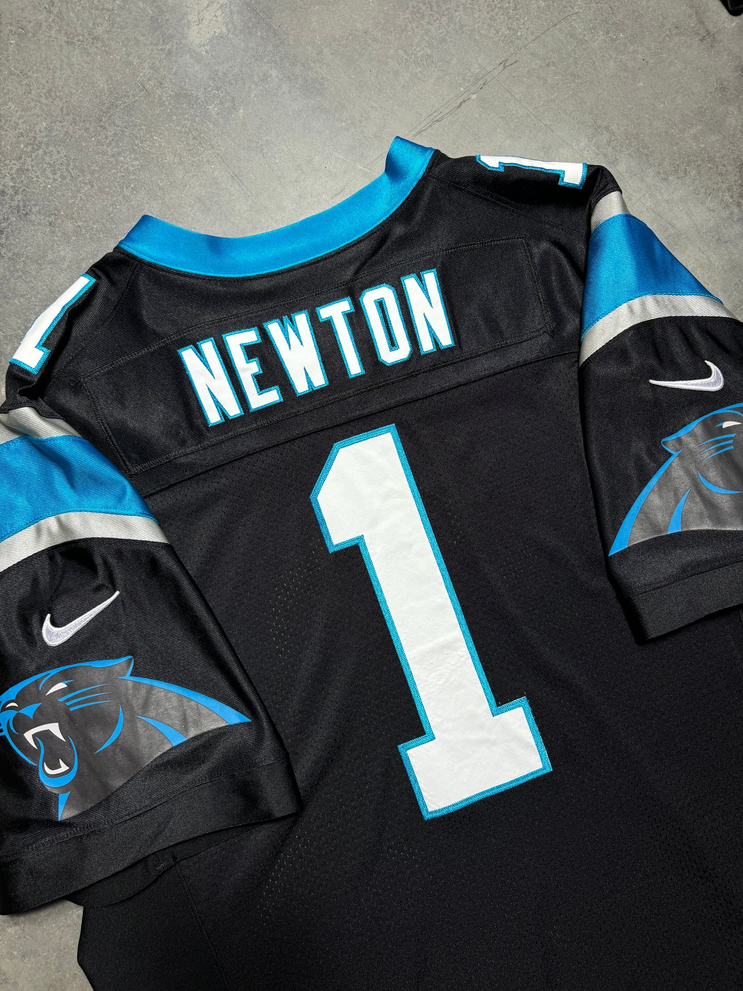 2012 Carolina Panthers Cam Newton Nike First Run Black On Field Stitched NFL Authentic Jersey (52/XXL)