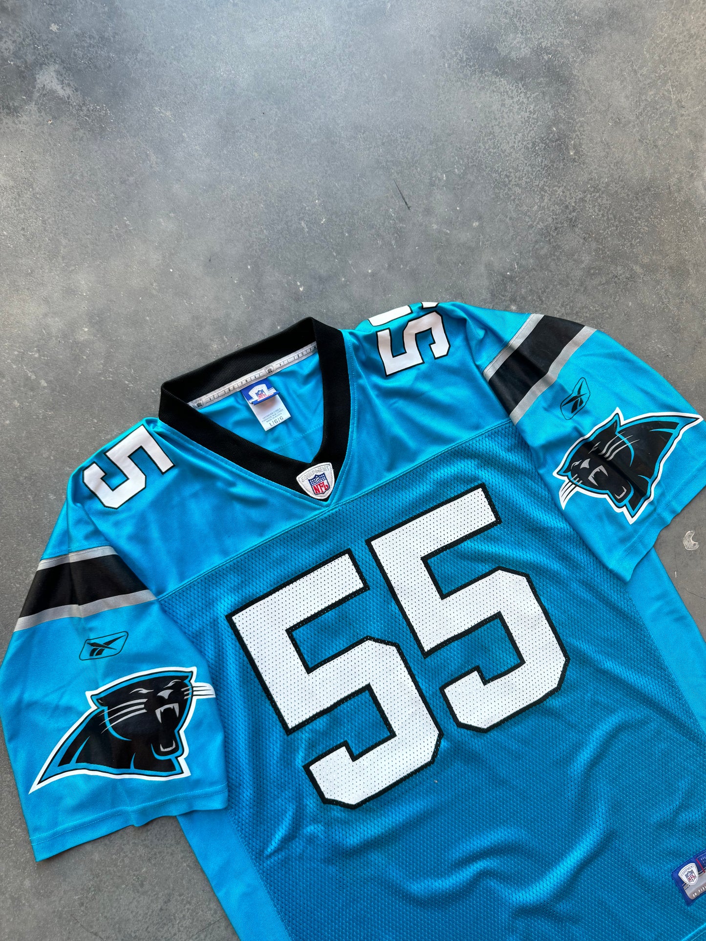 00’s Carolina Panthers Dan Morgan Vintage Reebok Electric Blue Alternate NFL Jersey - Deadstock (Large)