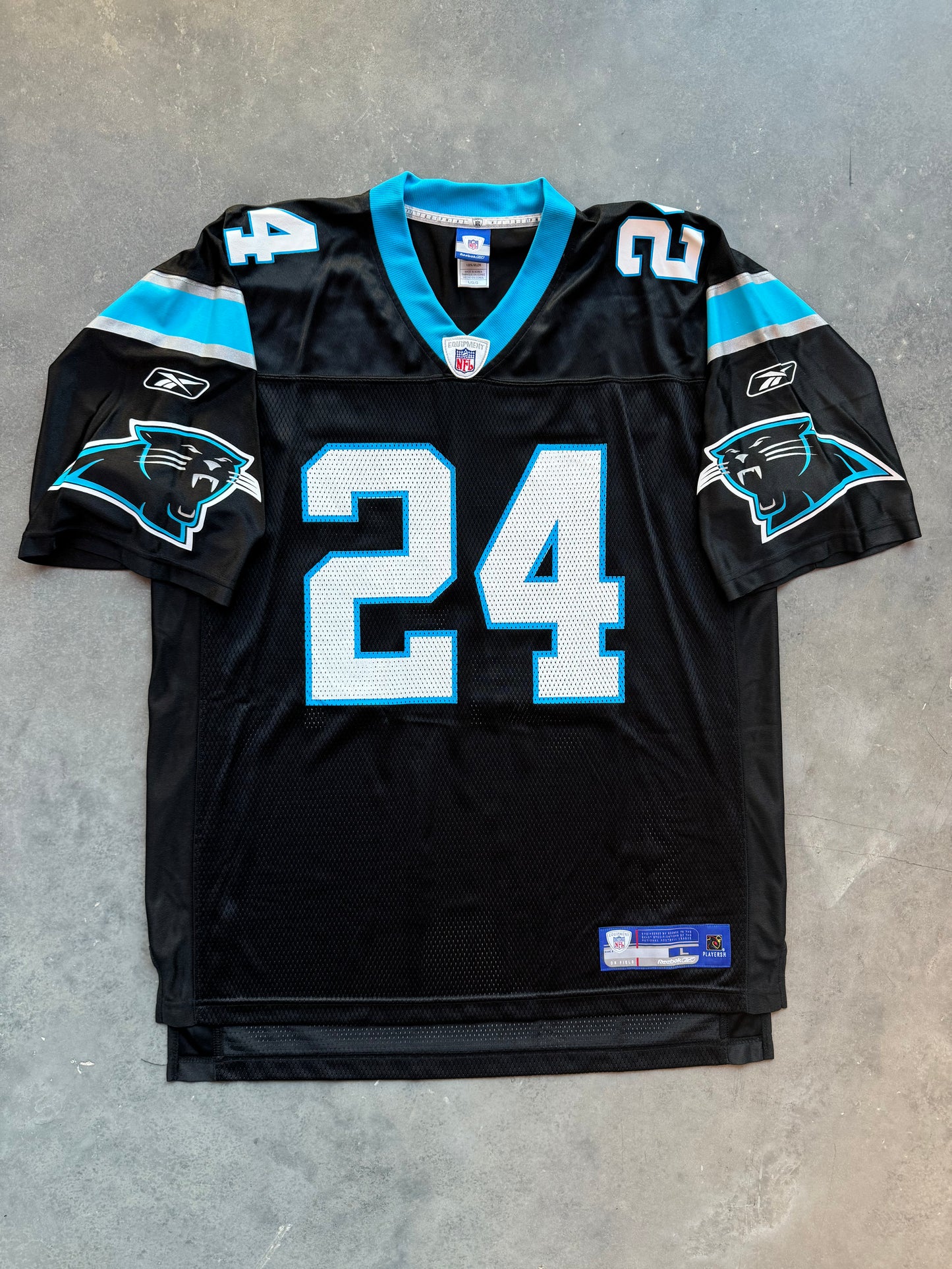 00’s Carolina Panthers Ricky Manning Vintage Black Reebok NFL Jersey - Deadstock & Signed (Large)