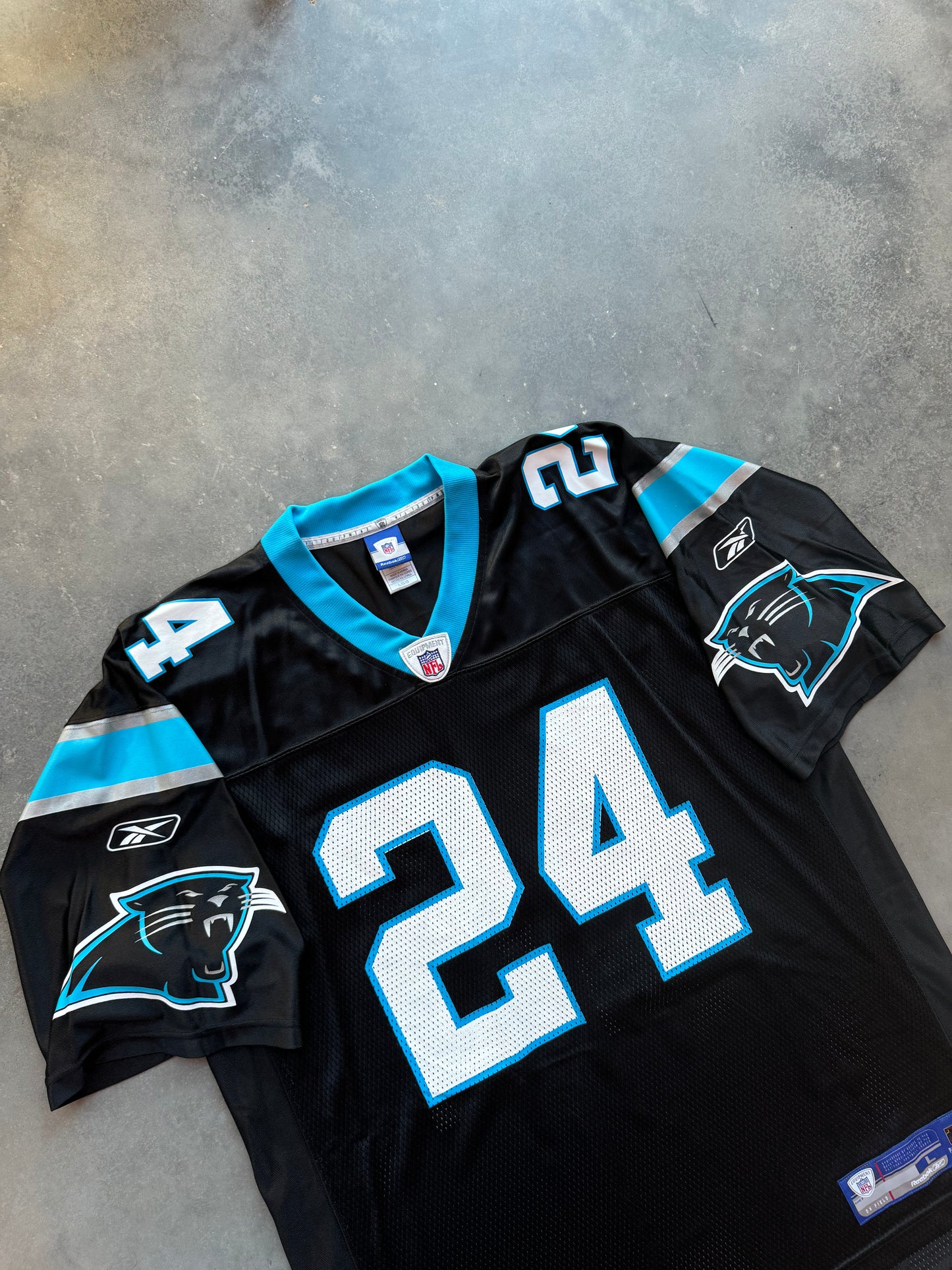 00’s Carolina Panthers Ricky Manning Vintage Black Reebok NFL Jersey - Deadstock & Signed (Large)