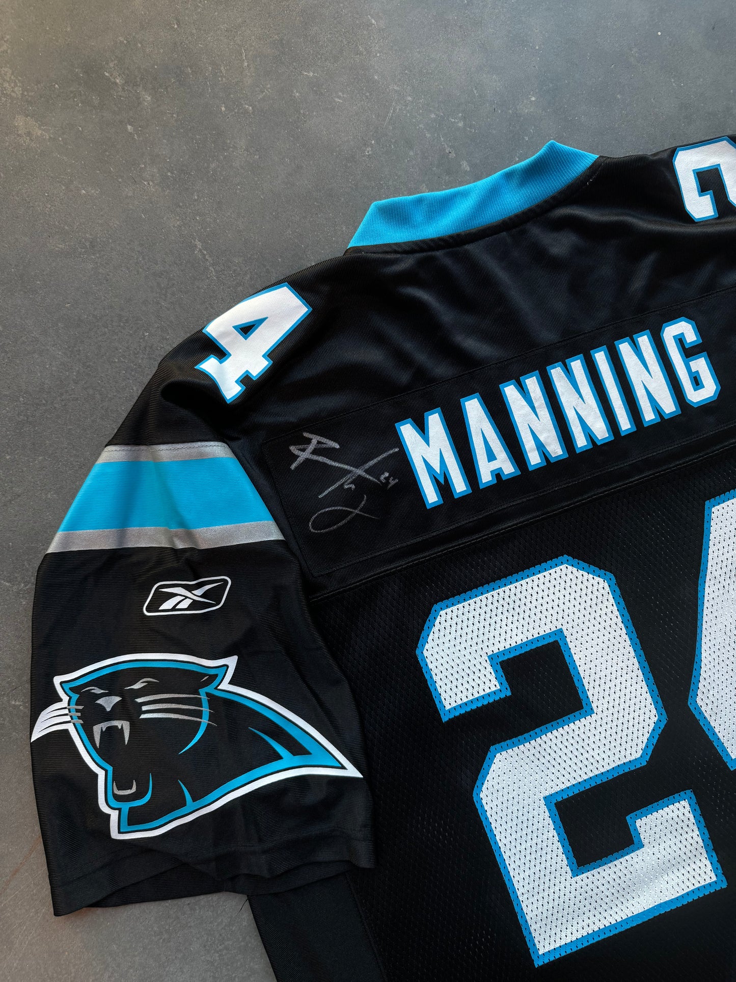 00’s Carolina Panthers Ricky Manning Vintage Black Reebok NFL Jersey - Deadstock & Signed (Large)